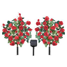 Zqsu-24089a Collections Etc. Set Of 2 Solar Rose Stakes Red