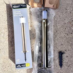 Commercial Electric 725279067720 Motion Sensing Led Landscaping Light Bollard Gunmetal 300 Lumen Low Power