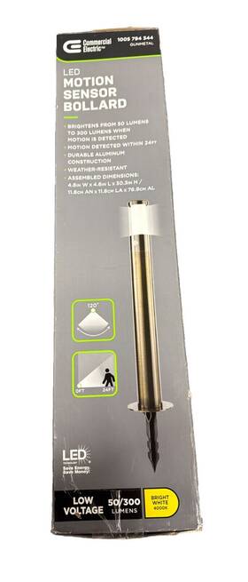 Commercial Electric 815710020268 Led Motion Sensor Bollard Wired 50/300 Lumens Landscape