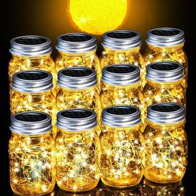 Cooo 655160885266 12 Pack Crystal Glass Solar Lanterns Outdoor Waterproof 30led Warm White