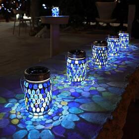 Cooo 706384926584 2 Pack Mosaic Lanterns Outdoor Waterproof With 215 Larger Solar Panel Never