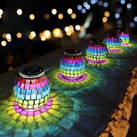 Ip68 Cooo 794969583987 4 Pack Mosaic Solar Lantern Outdoor Waterproof Hanging Projection Light