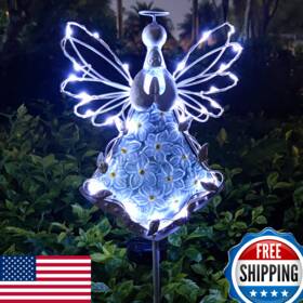 B0b8x791rj Coozzyhour 38in Angel Solar Lights Outdoor Metal Glass Garden Stake Waterproof