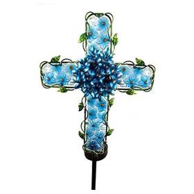 Cz-0025 Coozzyhour Solar Cross Garden Lights Outdoor Decorative - Metal&glass Blue