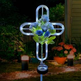 Cz-2167 Coozzyhour Solar Cross Garden Stake Lights Cemetery Decorations For Grave Outdoor Led L