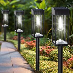 Coxseni 748327403257 Solar Pathway Lights Outdoor 6 Pack Over 12hrs Path Wat