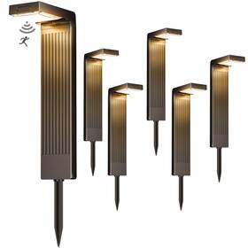 Mom-047 Coxseni Solar Pathway Lights Outdoor 6 Pack 400lm Motion Sensor Warm Cool White Ip65