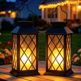 Cozymeow Cz-2phsxxw Solar Lanterns Outdoor Waterproof Flickering Candles Hanging Lights Fo