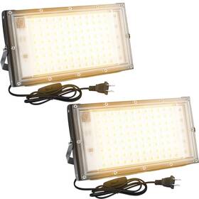 Cr-100w-ww Createstar 2 Pack 100w Led Flood Light 10000lm 3000k Warm White Plug In Ou
