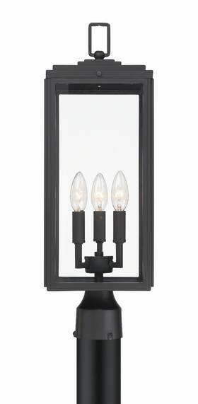 Byr-80109-mk Crystorama Byron 3-light Outdoor Post Mount In Matte Black