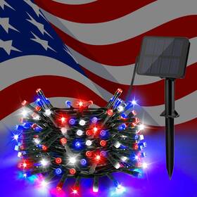 Cshare 744110634105 Red White And Blue Solar Lights 4th Of July Waterproof Outdoor 39.4ft 12
