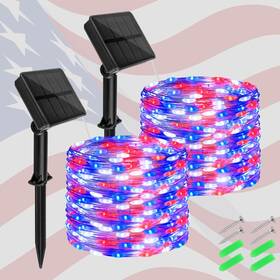 Cs-sl-5m Cshare Red White And Blue Solar Fairy Lights Memorial Day Waterproof Outdoor 39