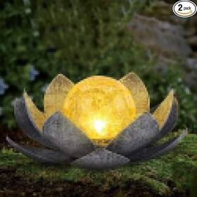 B08r6dx96c Cubilan Garden Solar Light Outdoor Crackle Globe Glass Lotus Decoration Waterproof Led