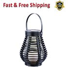 Cv7ptm4 Banner Garden Hanging Solar Lights Rattan Style Lantern Led Flameless