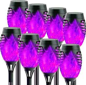 Daheng Dh-torch12l-purple-8pk 8-pack Solar Torch Light With Flickering Flame Upgraded 12led 8pack Purple