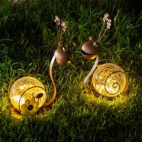 Darkdec 727431819550 Solar Globe Lights Outdoor Snail Garden Decor - 2 Pack Cracked Glass
