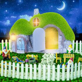 B0b5xsp22q Darkdec Fairy House Outdoor Decor - Solar Garden Statue With Waterproof Led Lights