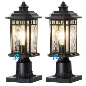Dst-2401102 Dastor 2 Pack Dusk To Dawn Outdoor Post Lights Lamp Light With Pier Mount