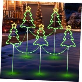 1818 Ddo 5 Pack Outside Christmas Tree Decorations 8 Modes Lighting Waterproof 250led