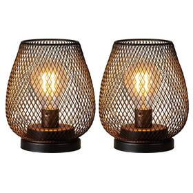 Decorkey 774829584460 Set Of 2 Battery Operated Lamp Led Table Lantern Metal Cage Cordless La