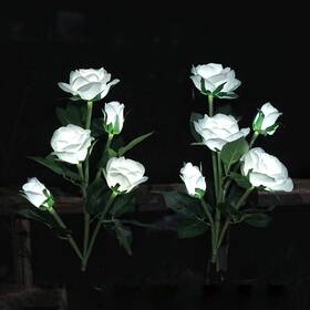 Srl001 Decorman Solar Garden Rose Lights 2 Pack Realistic Outdoor Flower Waterp