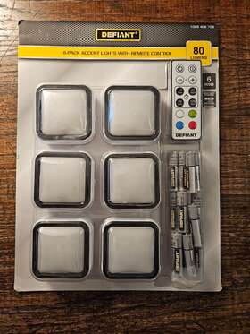 1005406728 Defiant 820909901013 80 Lumens Accent Lights With Remote Control 6-pack
