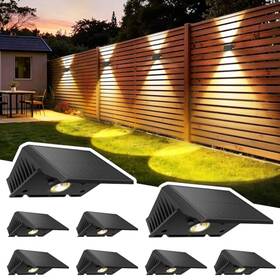 Dlgswl04-8w-us Delaiglow Solar Fence Lights Outdoor Up Down Wall For 8 Pack Warm White