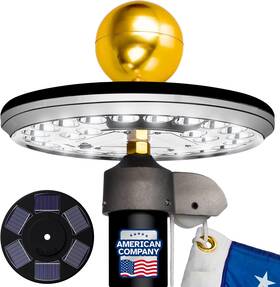 1300 Deneve 726084326224 Deluxe Solar Powered Flagpole Lamp Dusk To Dawn 12 Hours 26 Led