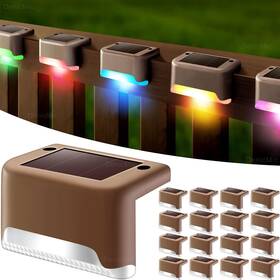 Denicmic 739771607582 16 Pack Waterproof Led Solar Step Lights For Outdoor Decks Railing Stairs S