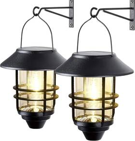 Deraysion 445023910920 2 Pack Solar Lanterns Outdoor Hanging Lights For Outside Glass Metal With