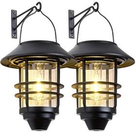Derynome 756588543315 Solar Lantern Outdoor Lights Hanging Waterproof With Wall Mou