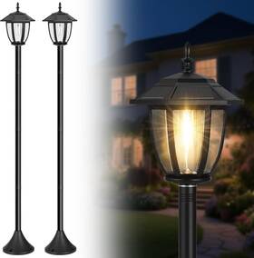 H0021l Derynome 64 Inch Solar Post Lights Outdoor Waterproof 2 Pack Decorative Lamp L