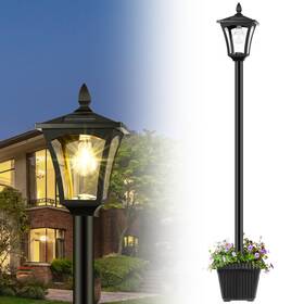 Hpd002k Derynome 72 Inch Solar Outdoor Light With Planter Waterproof Post Lamp Ligts Garden