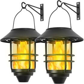 Jm019slpk2 Derynome Solar Hanging Lantern Outdoor Flickering Flames Lights