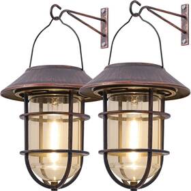 Jm020slpk2 Derynome Hanging Solar Outdoor Lights With Wall Mount Kit 2 Pack Waterproof Bronze