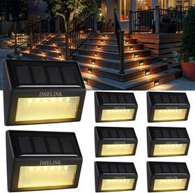 N765 Dhelink 8 Packs Outdoor Solar Deck Lights Led Step Waterproof Warm White Auto On