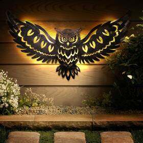 Diinor 766217652974 Mothers Day Gifts For Women Solar Metal Wall Art Large 16.9inch Owl-bronze