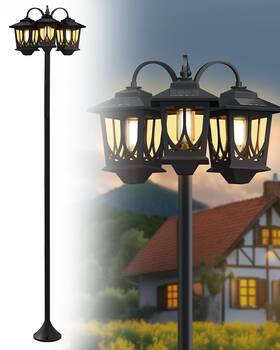 18h0218-01 Doeslag 73 Inch Aluminum Solar Lamp Post Light Outdoor Waterproof Ip65 - 3-head Pole Lights