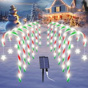 Yky-12 Donsaji 12 Pack Solar Garden Waterproof Lights Outdoor Pathway Yard Candy Cane Christmas