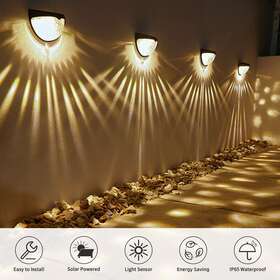 Hg9050368ye Donwell 2pack Solar Fence Lights Led Mount Decor Deck Wall Lighting Round Lamp Garden