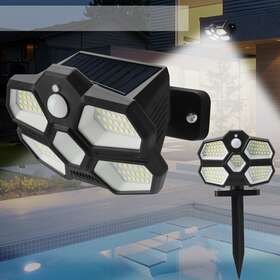 Hv9050369bk Donwell Led Solar Light Under Plug Wall Mounted Sconce Spot Lamp Landscape 3 Mode