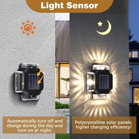 Hv9050573ye Donwell 4pcs Solar Wall Lamps Led Ip66 Waterproof Garden Fence Landscape Light Outdoor
