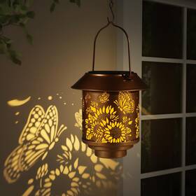 Mtd100 Doorkeer Hanging Solar Lanterns Outdoor Butterfly Sunflower Garden Decor Birthday Gift