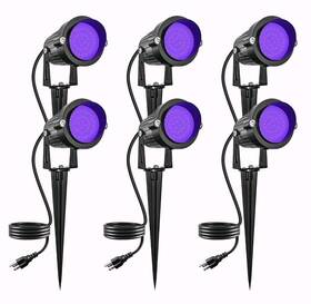 Doreio 313034080086 6 Pack Blacklight Spotlight Outdoor 15w Led Black Lights Waterproof Landscape