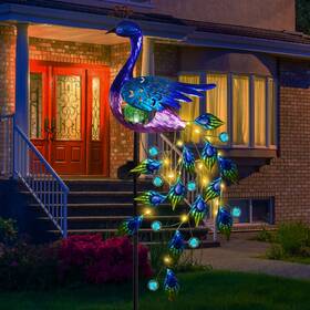 Ds-0407d Dreamsoul Peacock Solar Garden Lights Outdoor Decorative Stake Waterproof Metal Peacoc
