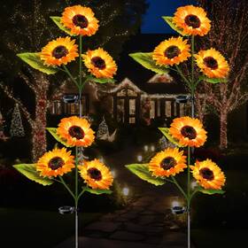 Dwh 605556732018 4-pack Solar Sunflower Garden Lights Led Outdoor Yard Lawn Landscape Decor