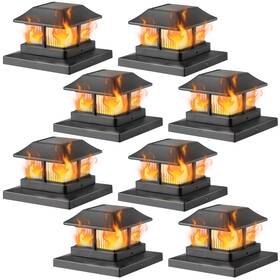 23556-8 Dynaming Solar Flame Post Cap Lights Outdoor Powered Fence Light