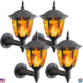 B0crl45ngt Dynaming 4 Pack Solar Flame Wall Lanterns Waterproof Flickering Led Sconce Lights