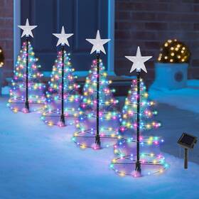 C-14-4p Dynaming 4 Pack Solar Spiral Christmas Trees With Lights 19 Inch Outdoor Light Up Christm
