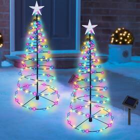C-14cs2 Dynaming 2 Pack Solar Spiral Christmas Trees With Multicolor Lights 26 Inch Outdoor Light